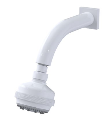 Rubinet 4F033 3 Function Shower Head with Wall Mount 8 Shower Arm Flange