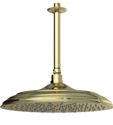 Rubinet 4F207 3 Function Shower Head with Wall Mount 8 Shower Arm Flange