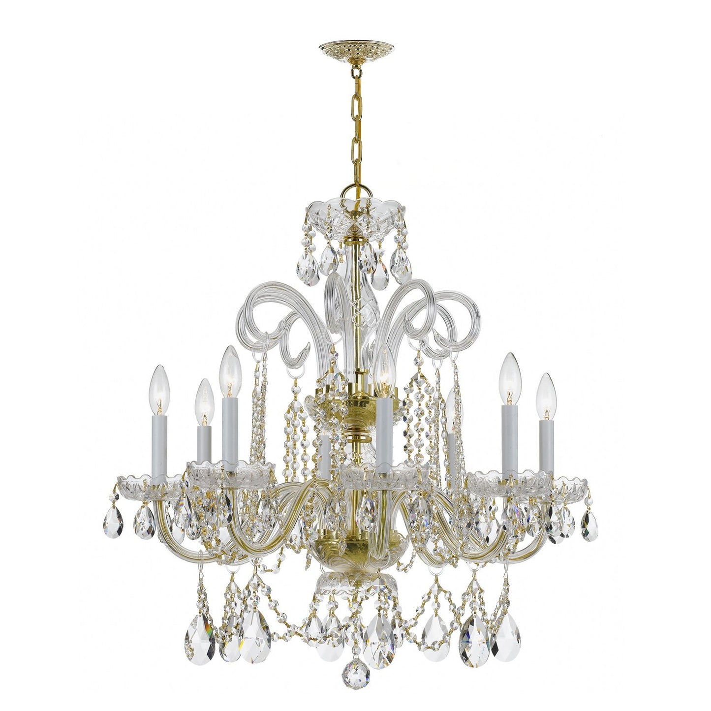 Crystorama 5008-CL-MWP Traditional Crystal 8 Light Hand Cut Crystal Chandelier