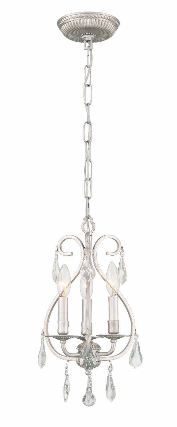 Crystorama 5013-OS-CL-MWP Ashton 3 Light Hand Cut Crystal Mini Chandelier - Olde Silver