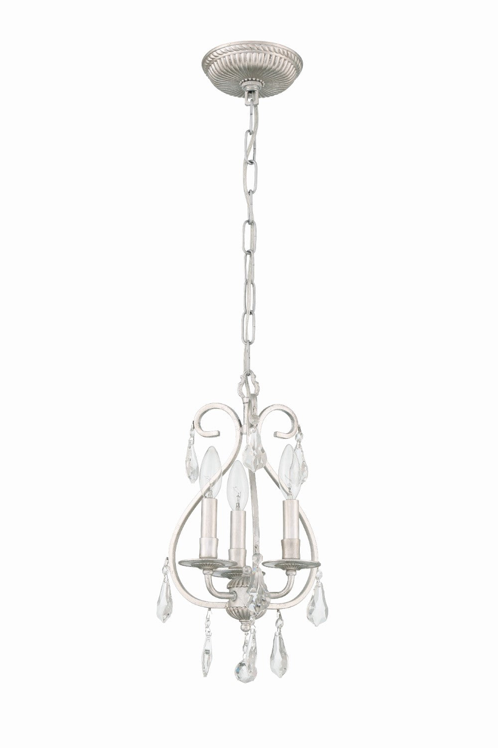 Crystorama 5013-OS-CL-MWP Ashton 3 Light Hand Cut Crystal Mini Chandelier - Olde Silver