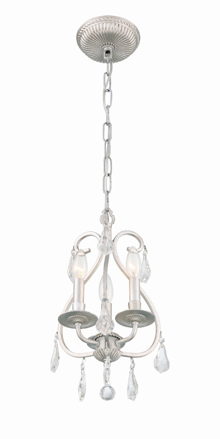 Crystorama 5013-OS-CL-S Ashton 3 Light Swarovski Strass Crystal Mini Chandelier - Olde Silver