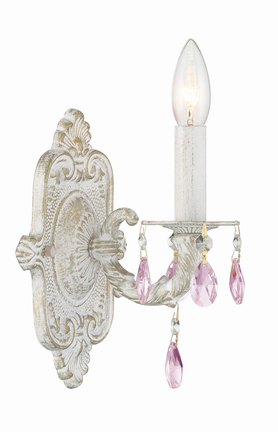 Crystorama 5021-AW-RO-MWP Paris Market 1 Light Rose Crystal Wall Mount - Antique White