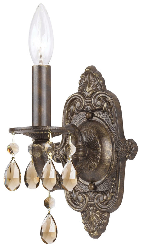 Crystorama 5021-VB-GT-MWP Paris Market 1 Light Golden Teak Crystal Wall Mount - Venetian Bronze