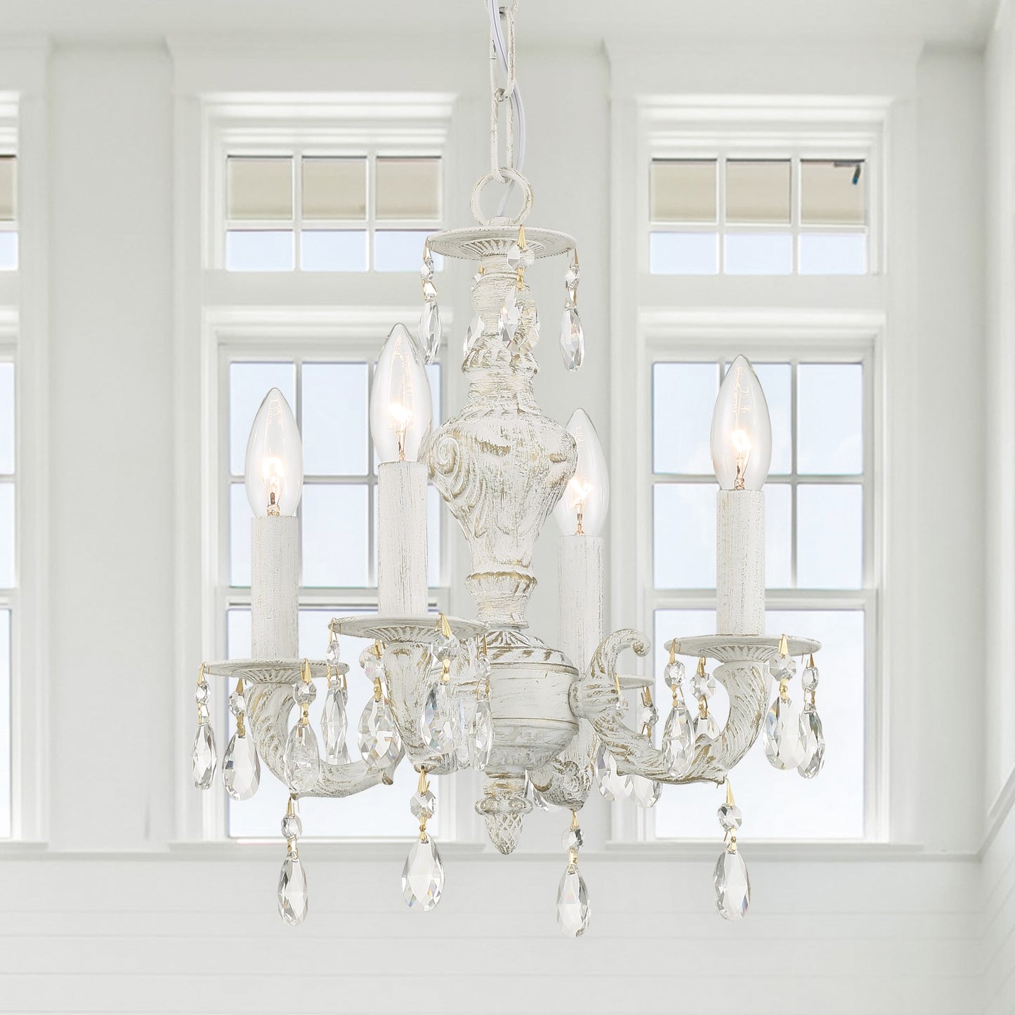 Crystorama 5024-CL-MWP Paris Market 4 Light Clear Crystal Mini Chandelier