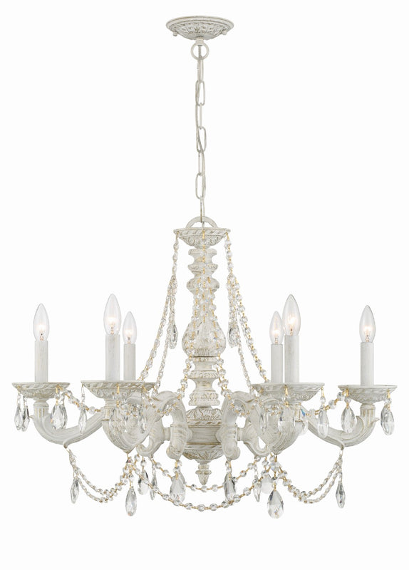 Crystorama 5026-AW-CL-I Paris Market 6 Light Clear Italian Crystal Chandelier - Antique White