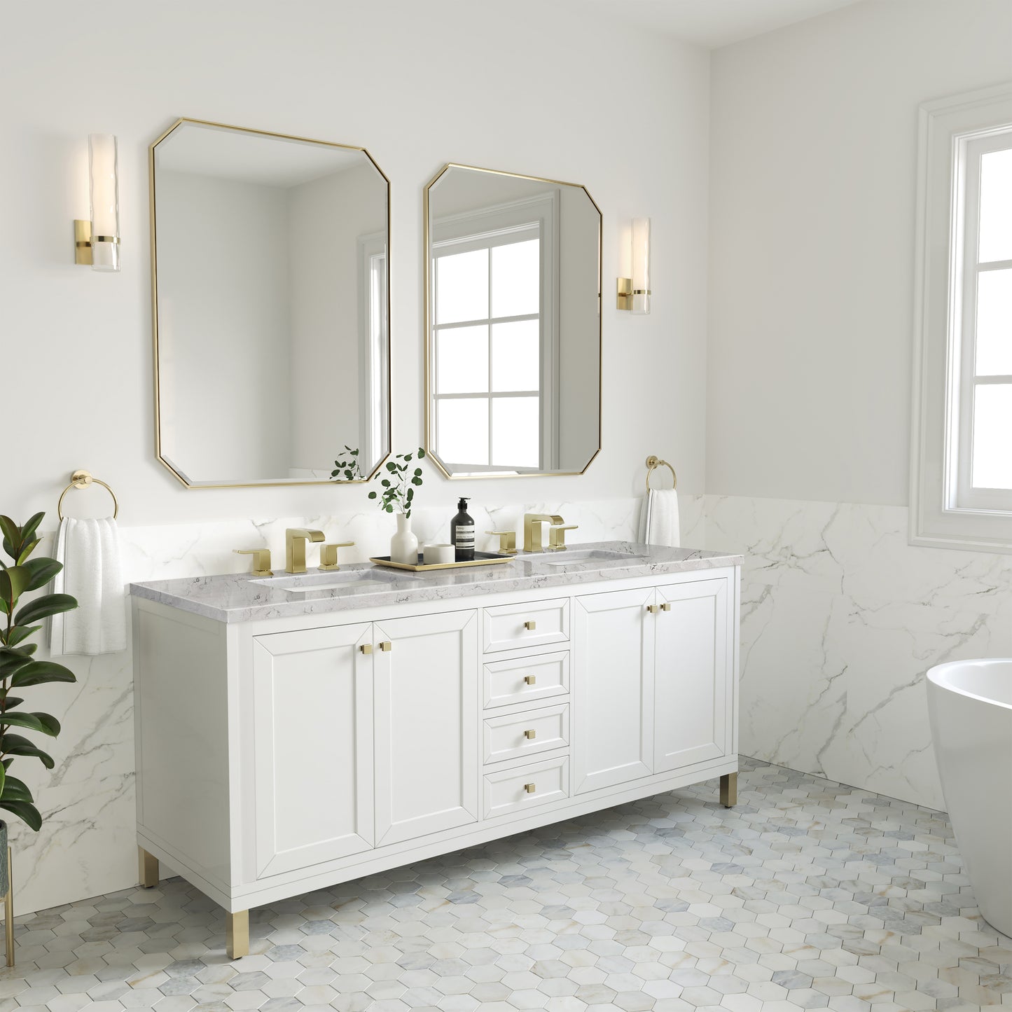 James Martin 503-V72 Chicago 72" Double Vanity, With 3 CM Top and Free Power Wireless Charger - Parent