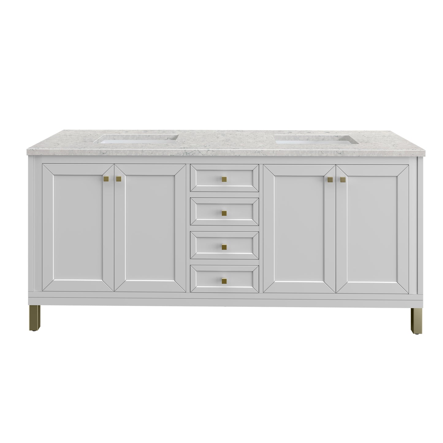 James Martin 503-V72 Chicago 72" Double Vanity, With 3 CM Top and Free Power Wireless Charger