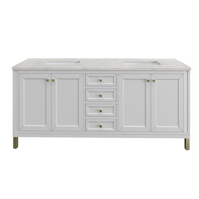 James Martin 503-V72 Chicago 72" Double Vanity, With 3 CM Top and Free Power Wireless Charger