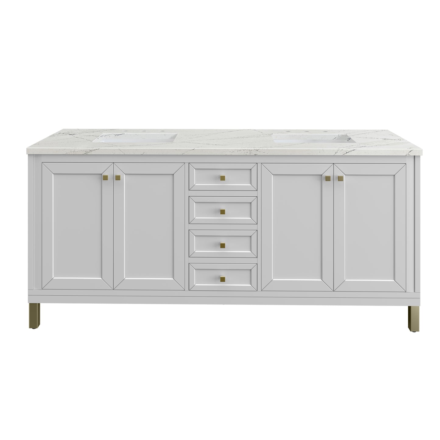 James Martin 503-V72 Chicago 72" Double Vanity, With 3 CM Top and Free Power Wireless Charger