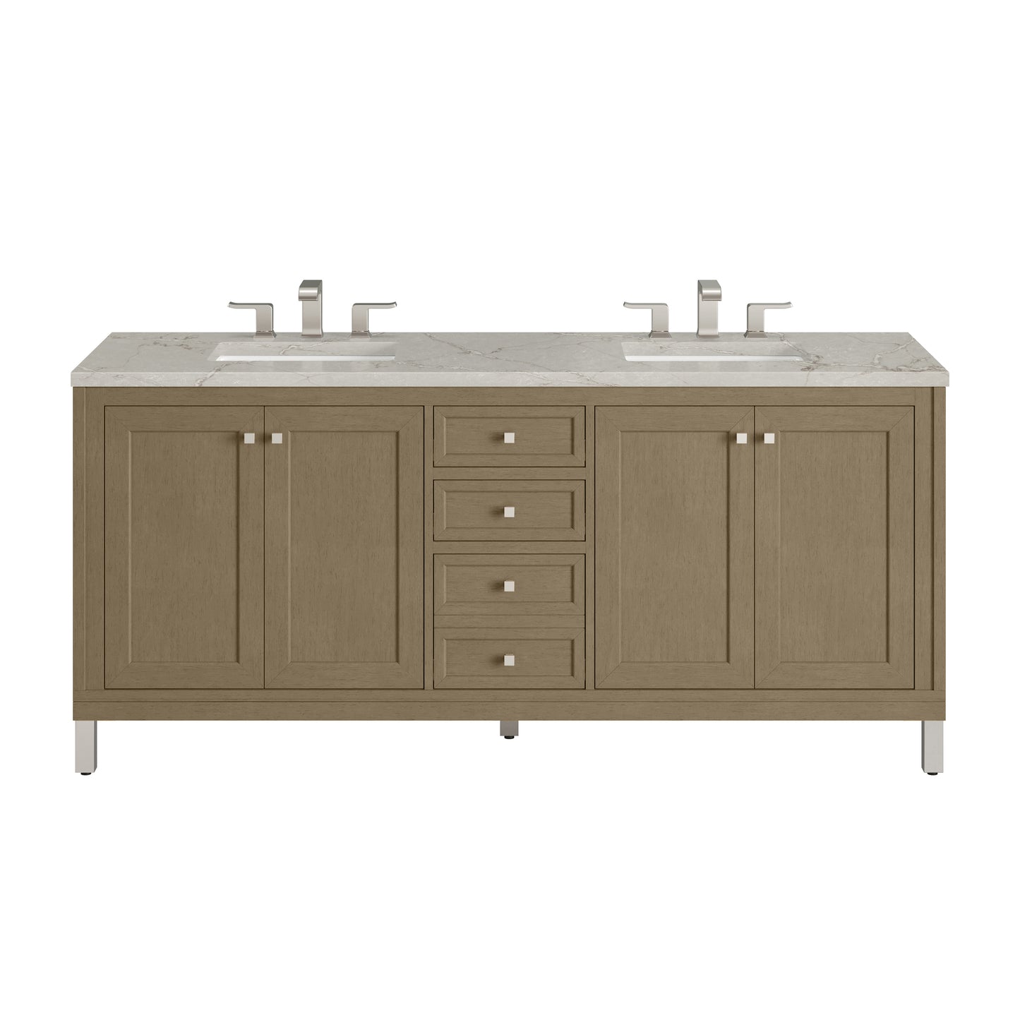 James Martin 503-V72 Chicago 72" Double Vanity, With 3 CM Top and Free Power Wireless Charger