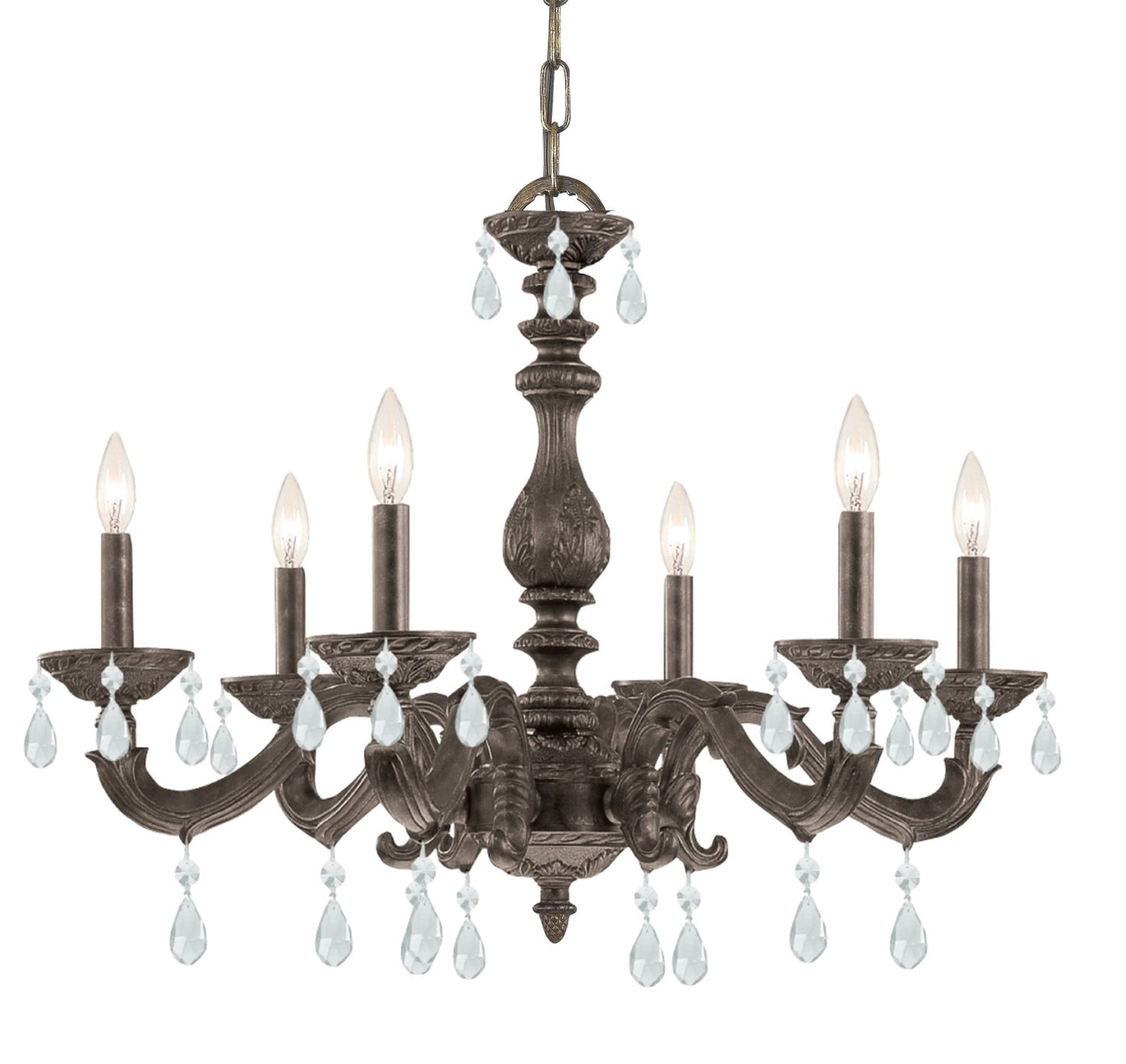 Crystorama 5036-CL-MWP Paris Market 6 Light Clear Crystal Chandelier