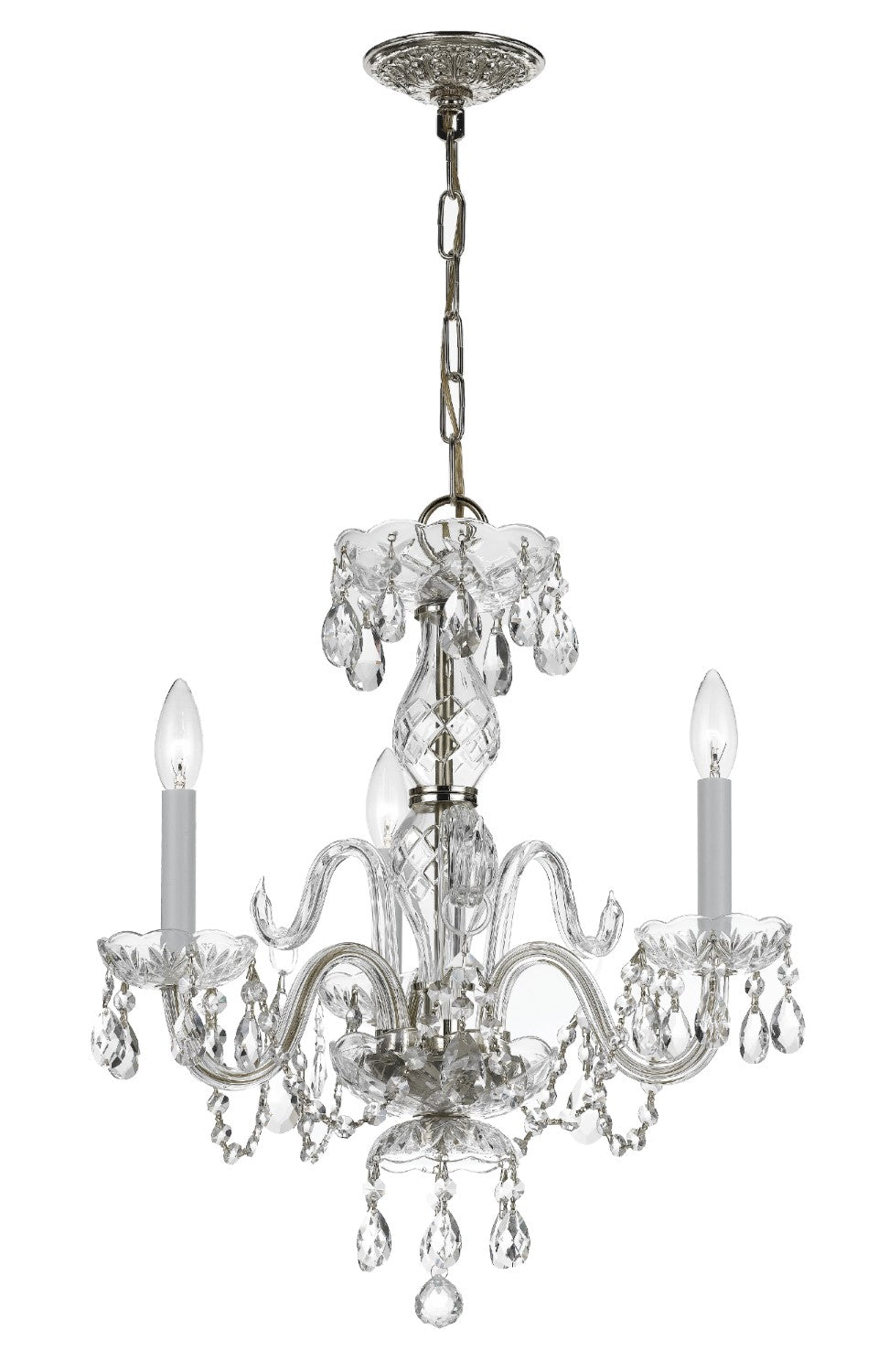 Crystorama 5044-CL-MWP Traditional Crystal 3 Light Clear Crystal Mini Chandelier - Parent