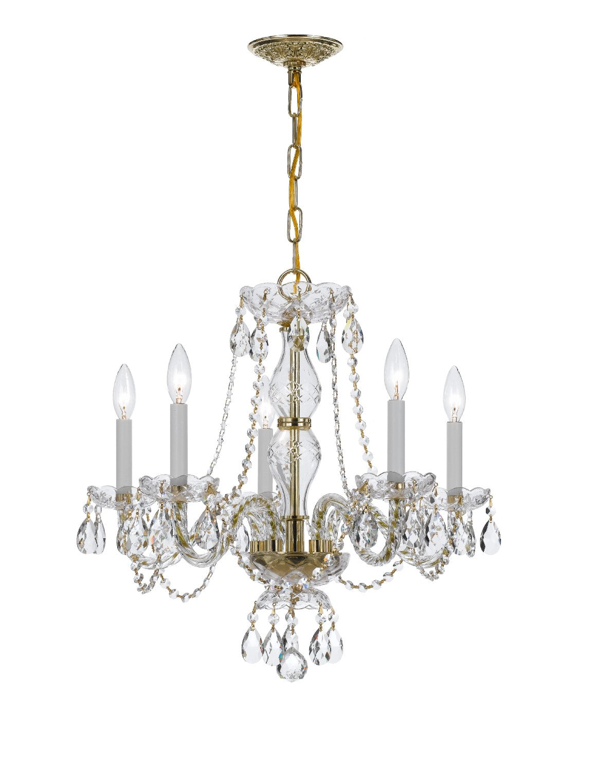 Crystorama 5085-CL-MWP Traditional Crystal 5 Light Clear Crystal Chandelier