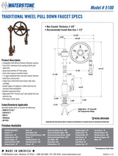Load image into Gallery viewer, Waterstone 5100-4 Traditional The Wheel Pull Down Kitchen Faucet 4pc. Suite