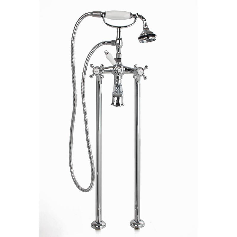 Cheviot 5102/3965 5100 Series Free-Standing Tub Filler - Lever Handles - Porcelain Accents