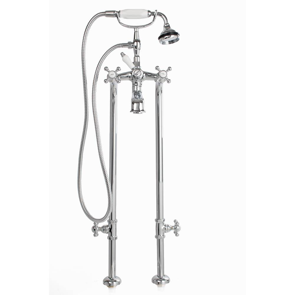 Cheviot 5102/3970XL 5100 Series Extra-Tall Free-Standing Tub Filler With Stop Valves - Lever Handles - Porcelain Accents
