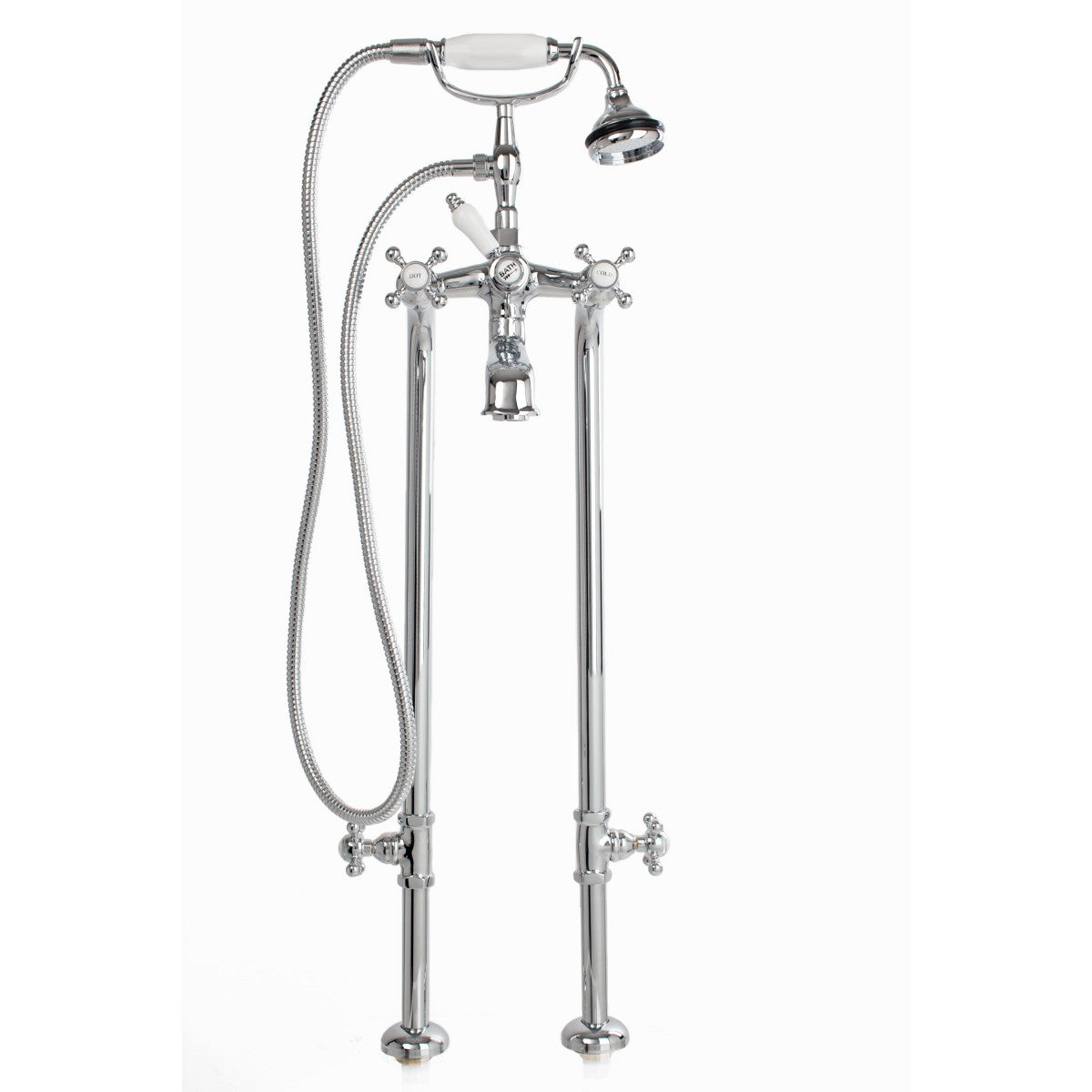Cheviot 5102/3970 5100 Series Free-Standing Tub Filler With Stop Valves - Lever Handles - Porcelain Accents - Parent