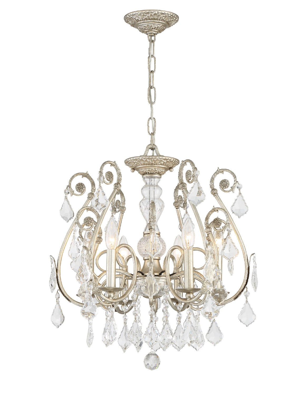 Crystorama 5115-OS-CL-MWP Regis 6 Light Hand Cut Crystal Mini Chandelier - Olde Silver