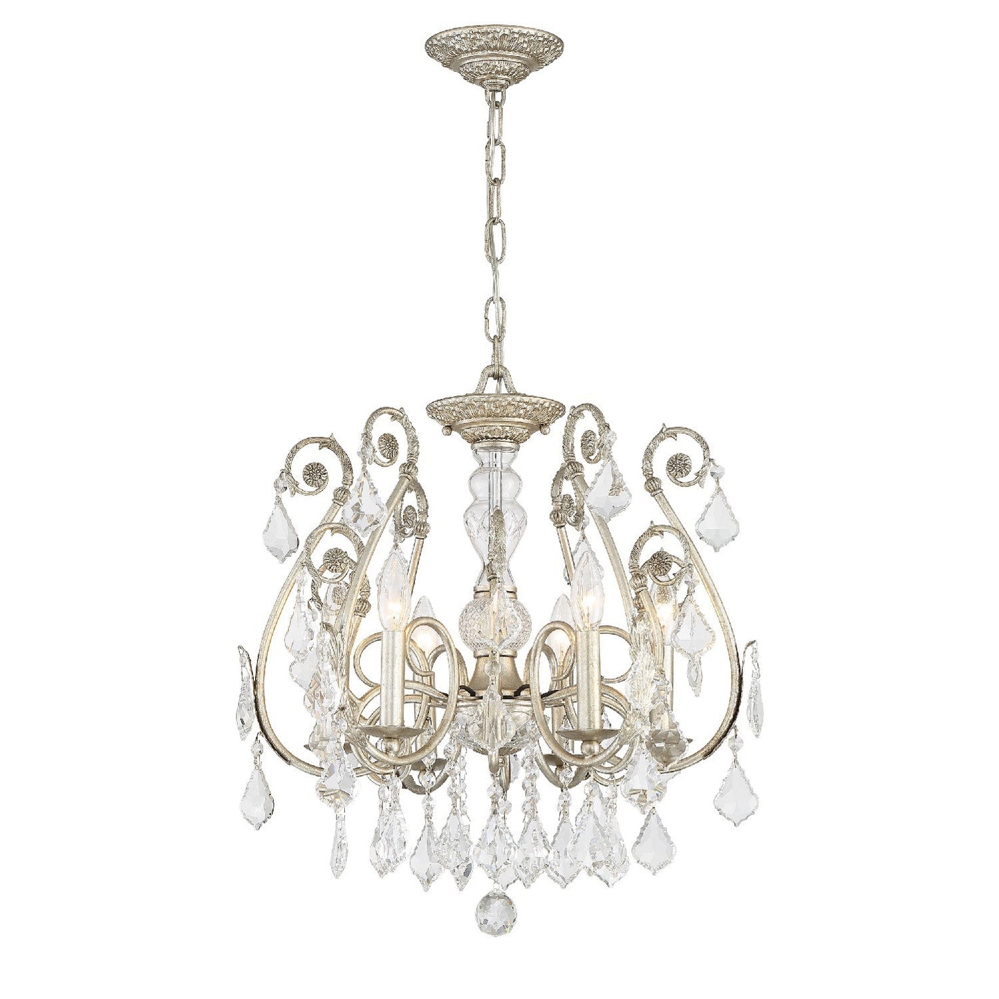 Crystorama 5115-OS-CL-MWP Regis 6 Light Hand Cut Crystal Mini Chandelier - Olde Silver