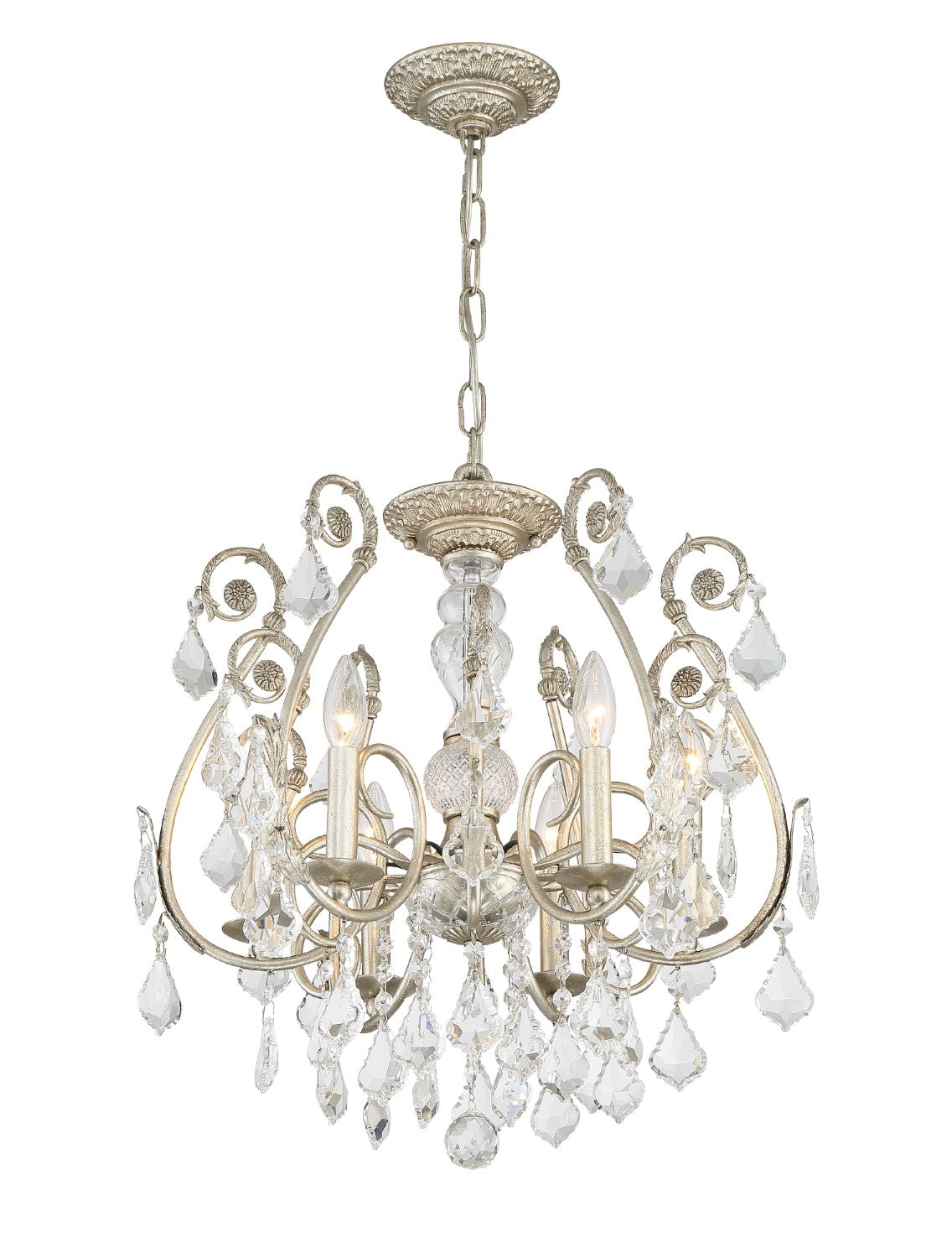 Crystorama 5115-OS-CL-MWP Regis 6 Light Hand Cut Crystal Mini Chandelier - Olde Silver