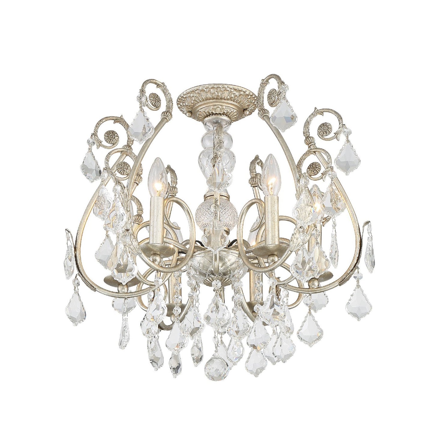 Crystorama 5115-OS-CL-MWP_CEILING Regis 6 Light Hand Cut Crystal Ceiling Mount - Olde Silver
