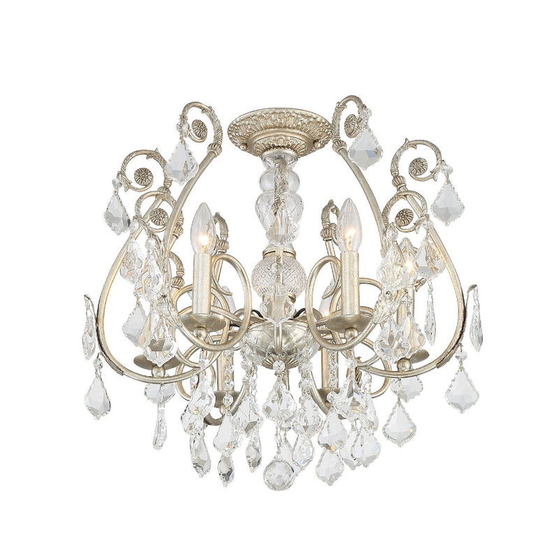 Crystorama 5115-OS-CL-MWP_CEILING Regis 6 Light Hand Cut Crystal Ceiling Mount - Olde Silver