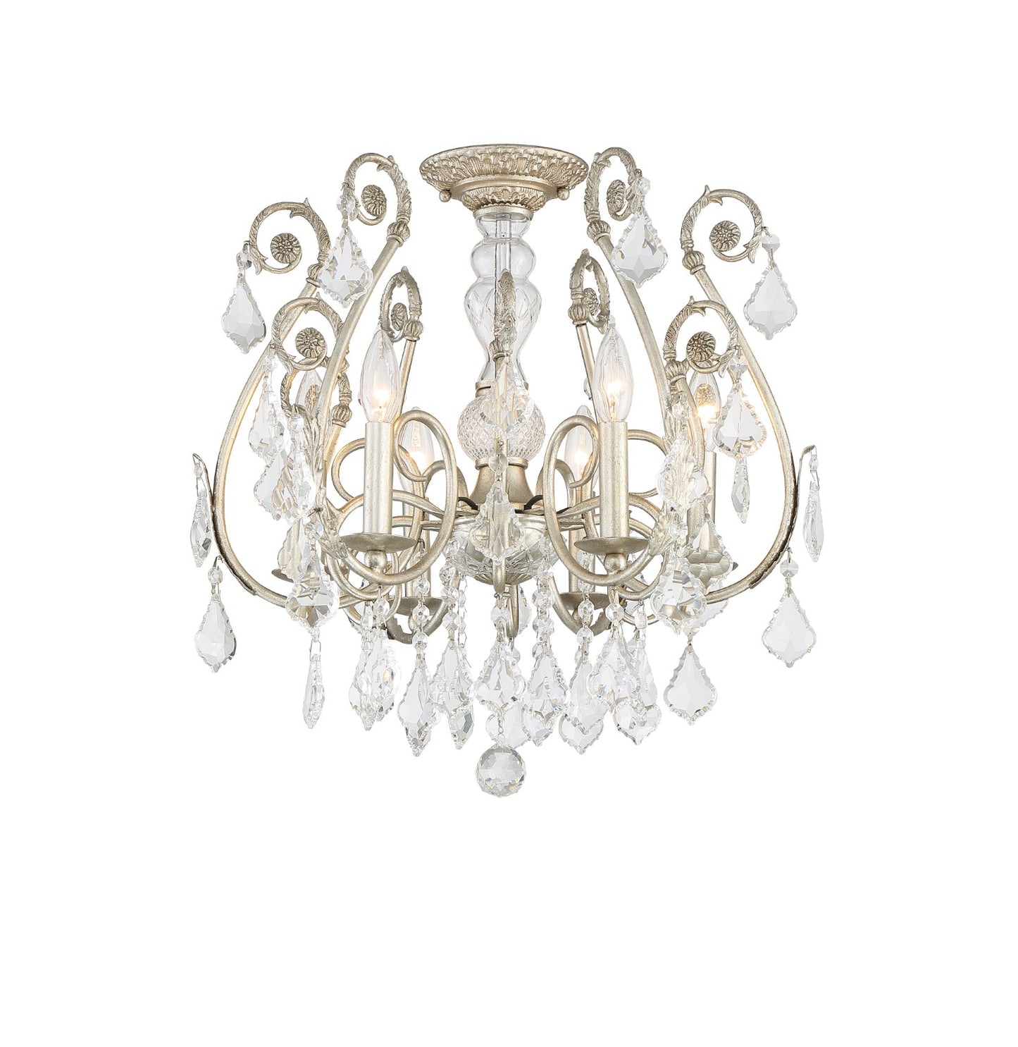 Crystorama 5115-OS-CL-MWP_CEILING Regis 6 Light Hand Cut Crystal Ceiling Mount - Olde Silver