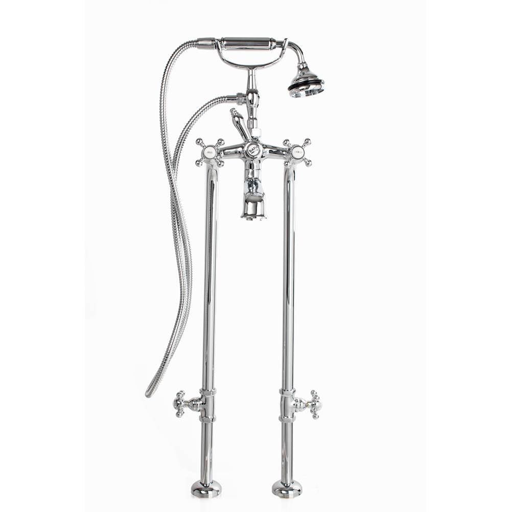 Cheviot 5117/3970XL 5100 Series Extra-Tall Free-Standing Tub Filler With Stop Valves - Lever Handles - Metal Accents