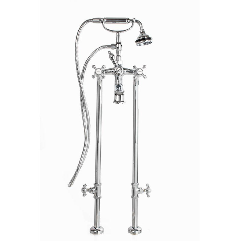 Cheviot 5117/3970XL 5100 Series Extra-Tall Free-Standing Tub Filler With Stop Valves - Lever Handles - Metal Accents