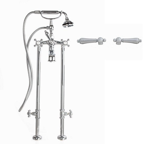 Cheviot 5117/3970XL-LEV 5100 Series Extra-Tall Free-Standing Tub Filler With Stop Valves - Lever Handles - Metal Accents - Parent
