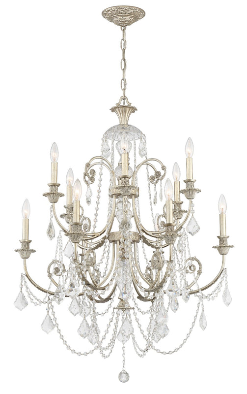 Crystorama 5119-OS-CL-MWP Regis 12 Light Hand Cut Crystal Chandelier - Olde Silver