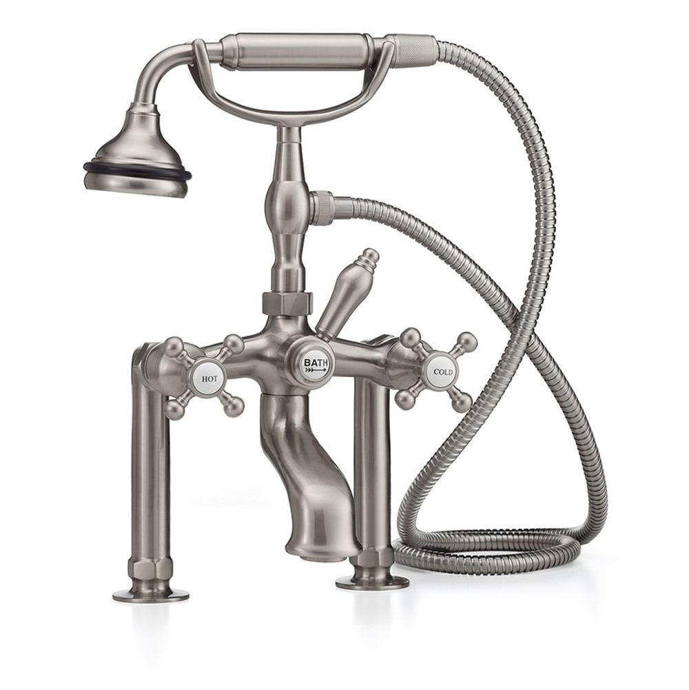 Cheviot 5121 5100 Series Offset Deck-Mount Tub Filler - Lever Handles - Metal Accents