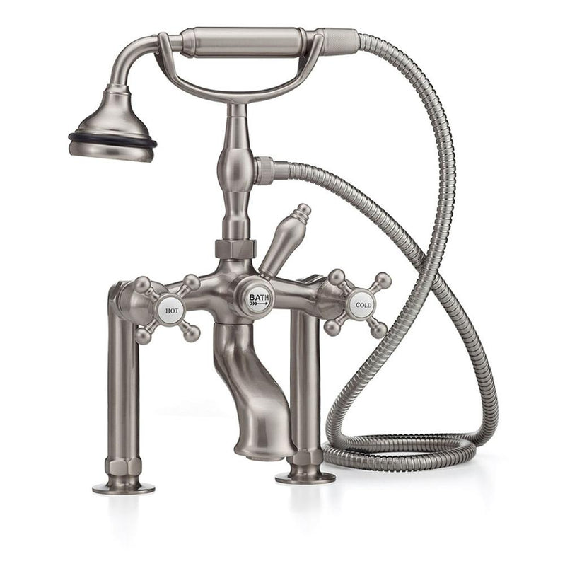 Cheviot 5121-LEV 5100 Series Offset Deck-Mount Tub Filler - Lever Handles - Metal Accents