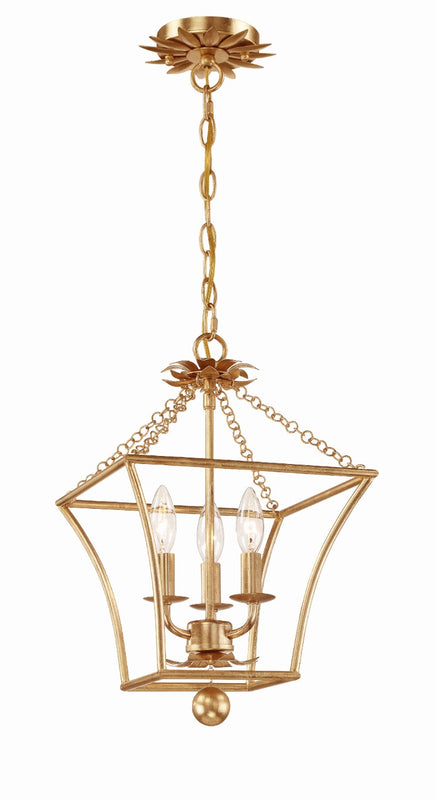 Crystorama 514-GA Broche 3 Light Lantern - Antique Gold
