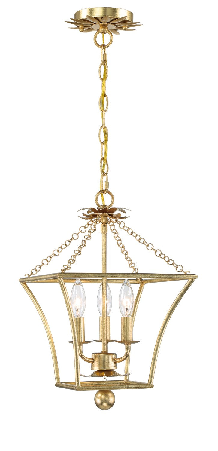 Crystorama 514-GA Broche 3 Light Lantern - Antique Gold