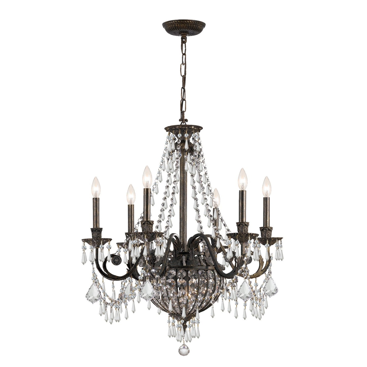 Crystorama 5166-EB-CL-MWP Vanderbilt 6 Light Hand Cut Crystal Chandelier - English Bronze