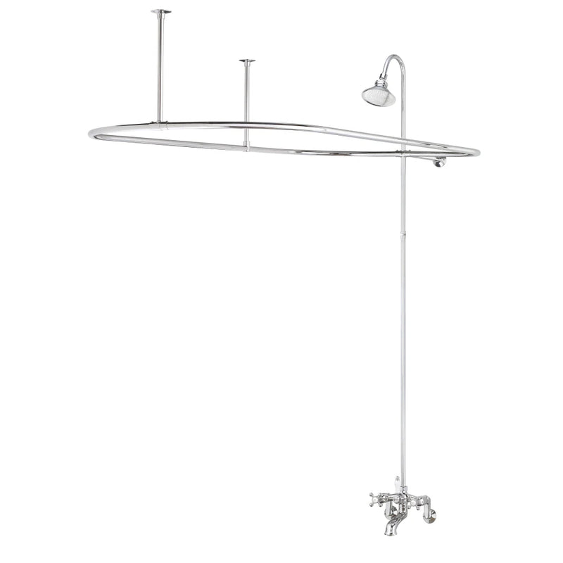 Cheviot 5174-CH-LEV 5100 Series Tub Filler With Overhead Shower And Shower Curtain Frame - Lever Handles - Chrome