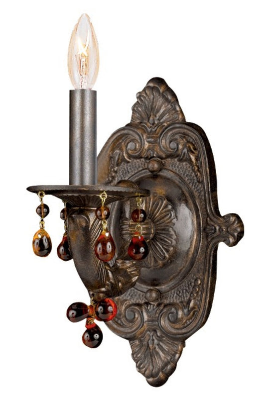 Crystorama 5201-VB-AMBER Paris Market 1 Light Amber Crystal Wall Mount - Venetian Bronze