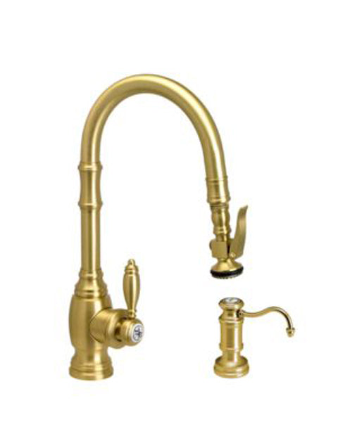 Waterstone 5210-2 Traditional Prep Size PLP Pulldown Angled Spout Faucet w/Lever Sprayer 2pc Suite