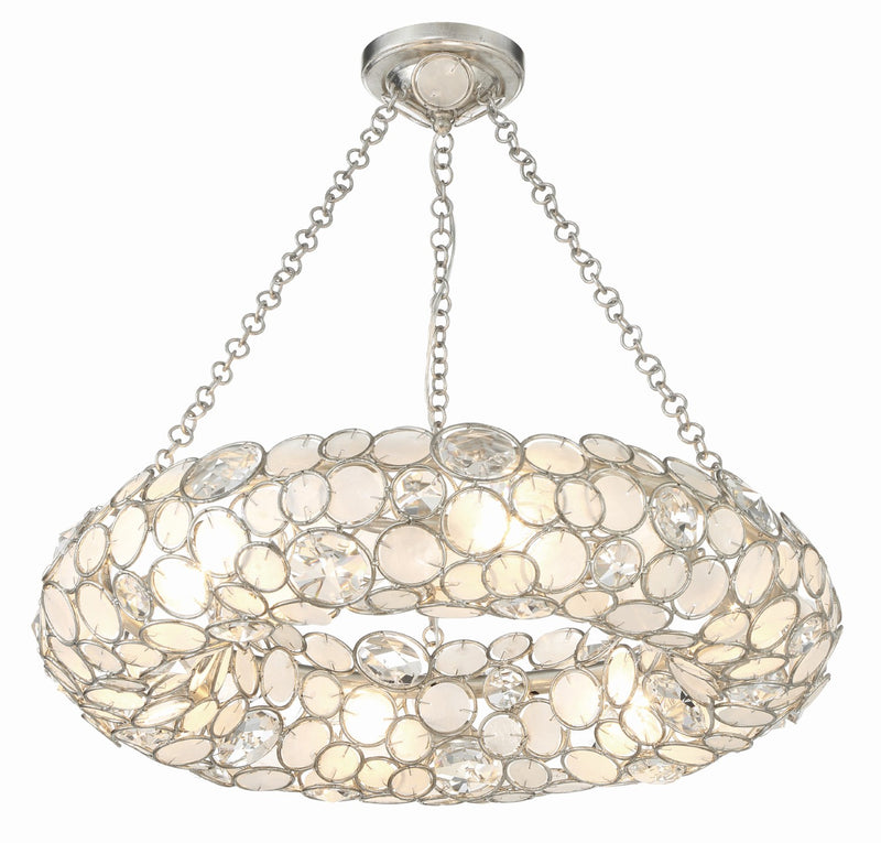 Crystorama 525-SA Palla 6 Light Chandelier - Antique Silver