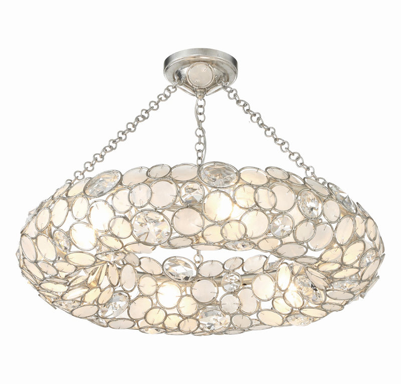 Crystorama 525-SA_CEILING Palla 6 Light Semi Flush Mount - Antique Silver