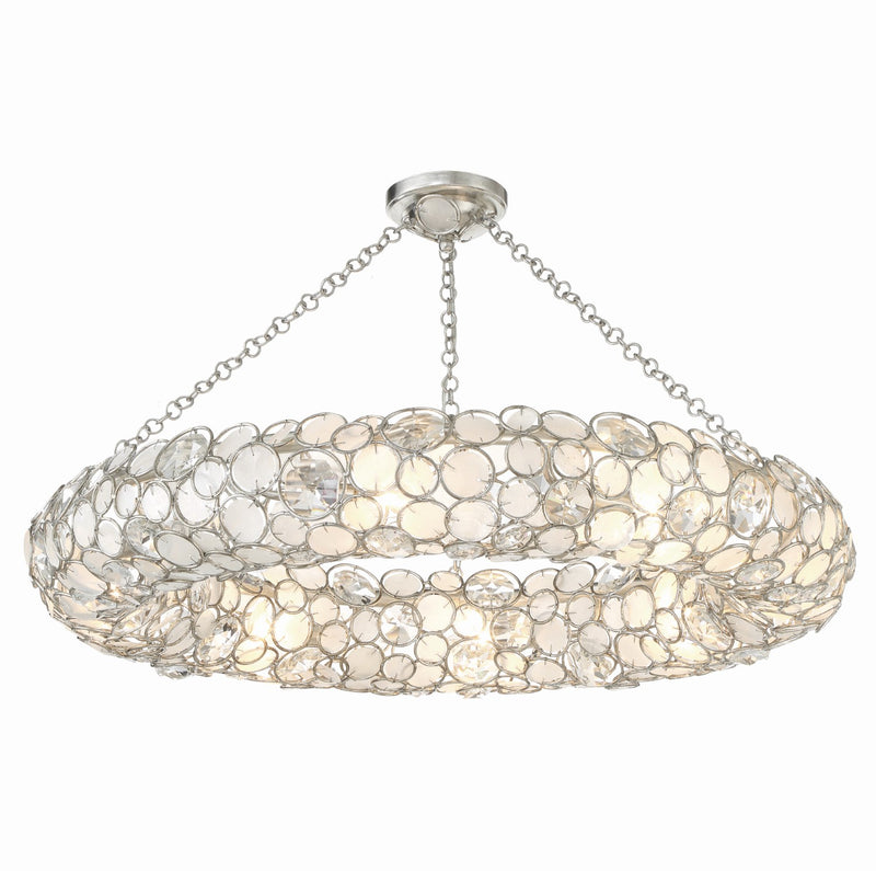 Crystorama 528P-SA_CEILING Palla 8 Light Semi Flush Mount - Antique Silver