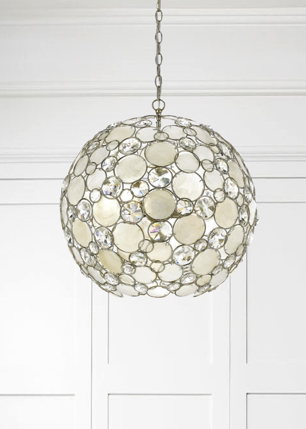 Crystorama 529-SA Palla 6 Light Sphere Chandelier - Antique Silver