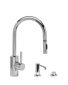 Waterstone 5410-3 Contemporary Standard Reach PLP Pulldown Angled Spout Faucet w/Toggle Sprayer 3pc Suite
