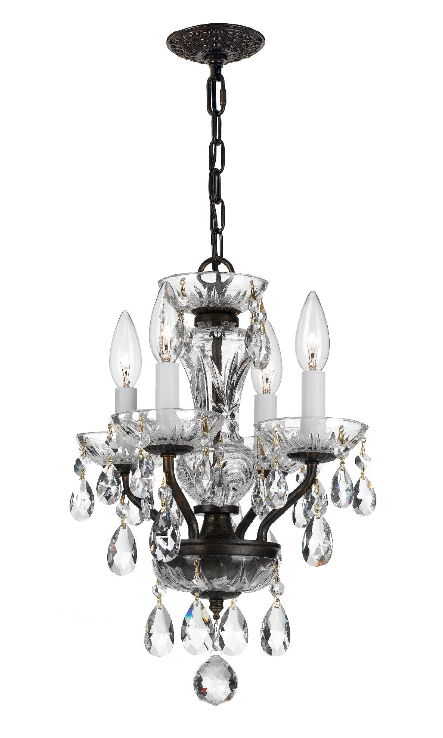 Crystorama 5534-CL-I Traditional Crystal 4 Light Clear Italian Crystal Mini Chandelier