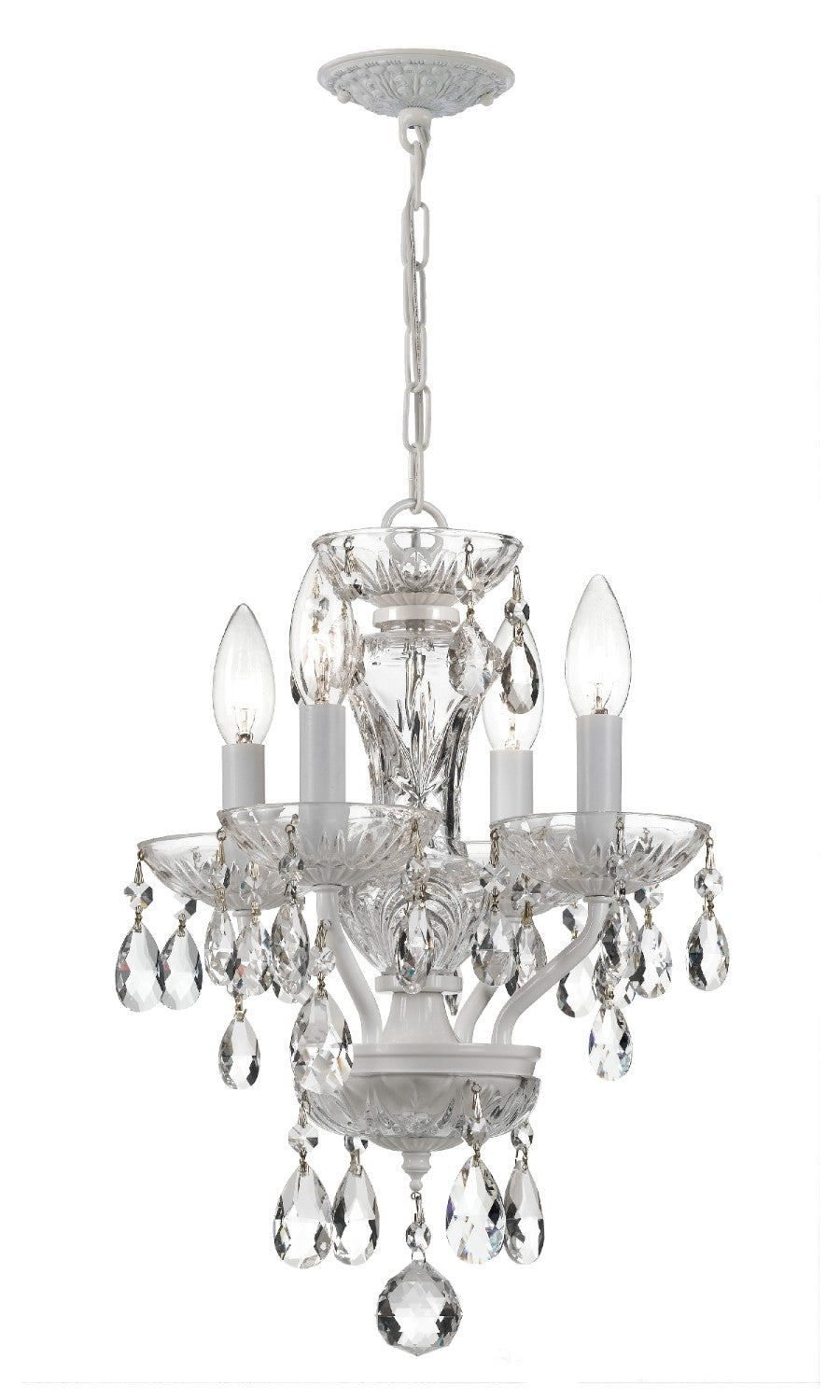 Crystorama 5534-CL-MWP Traditional Crystal 4 Light Hand Cut Crystal Mini Chandelier