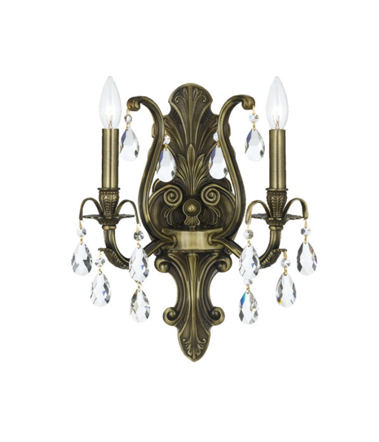 Crystorama 5563-CL-MWP Dawson 2 Light Golden Teak Crystal Wall Mount - Parent