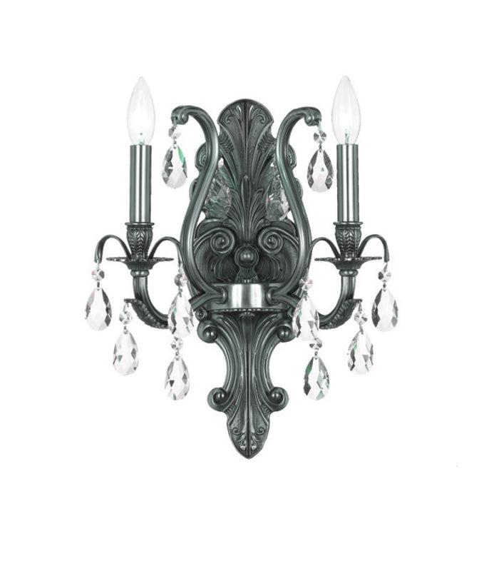 Crystorama 5563-CL-MWP Dawson 2 Light Golden Teak Crystal Wall Mount