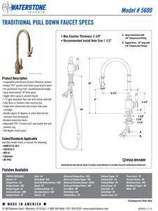 Waterstone 5600 Traditional Standard Reach PLP Pulldown Faucet